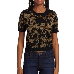 Women’s Alice + Olivia Ciara Crop Sweater - Gold @ Black - Medium - NWT